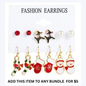 $5 ADD ON ITEM- Christmas Drop Dangle Earrings Ear Studs Set Pack Pearl Gift